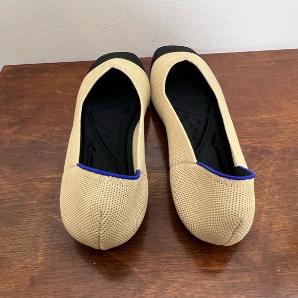 New tan and black color block square toe knit slip on flats size 8.5 - Picture 9 of 13